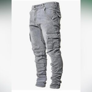 Tegias Gray stretchy large leg pocket jeans size 40